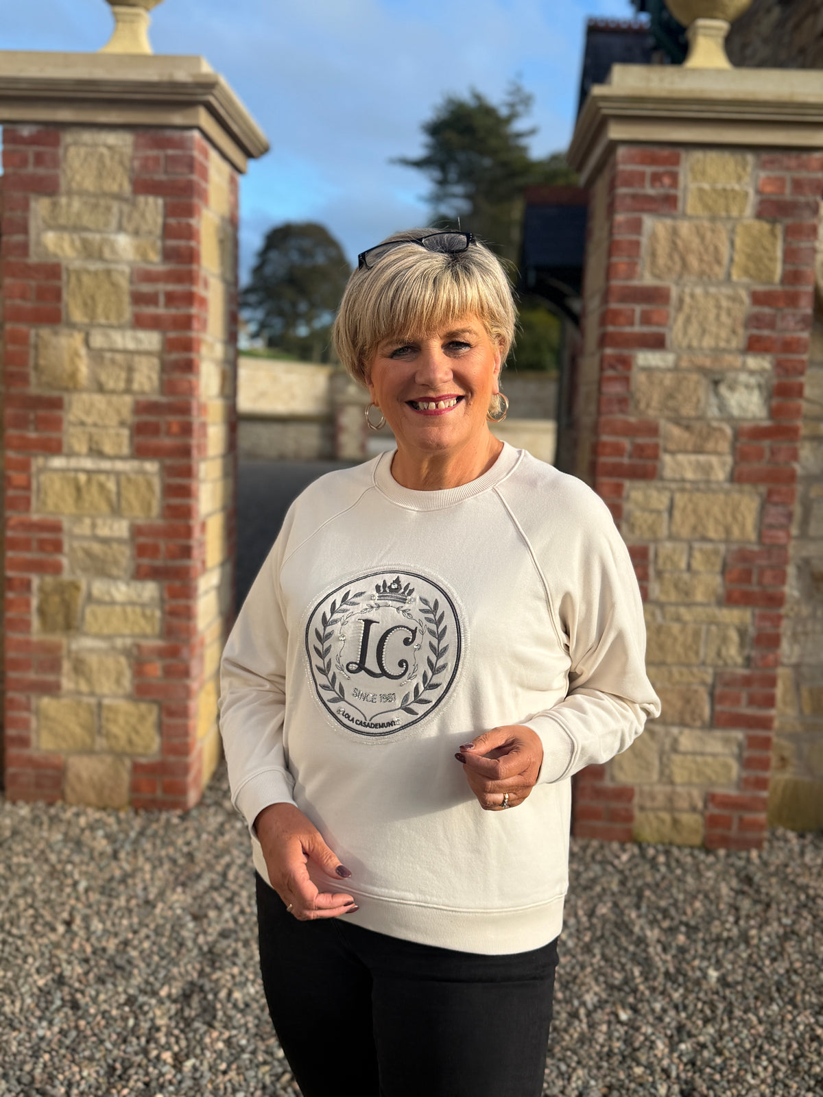 Sweatshirt with LC motif in Ecru