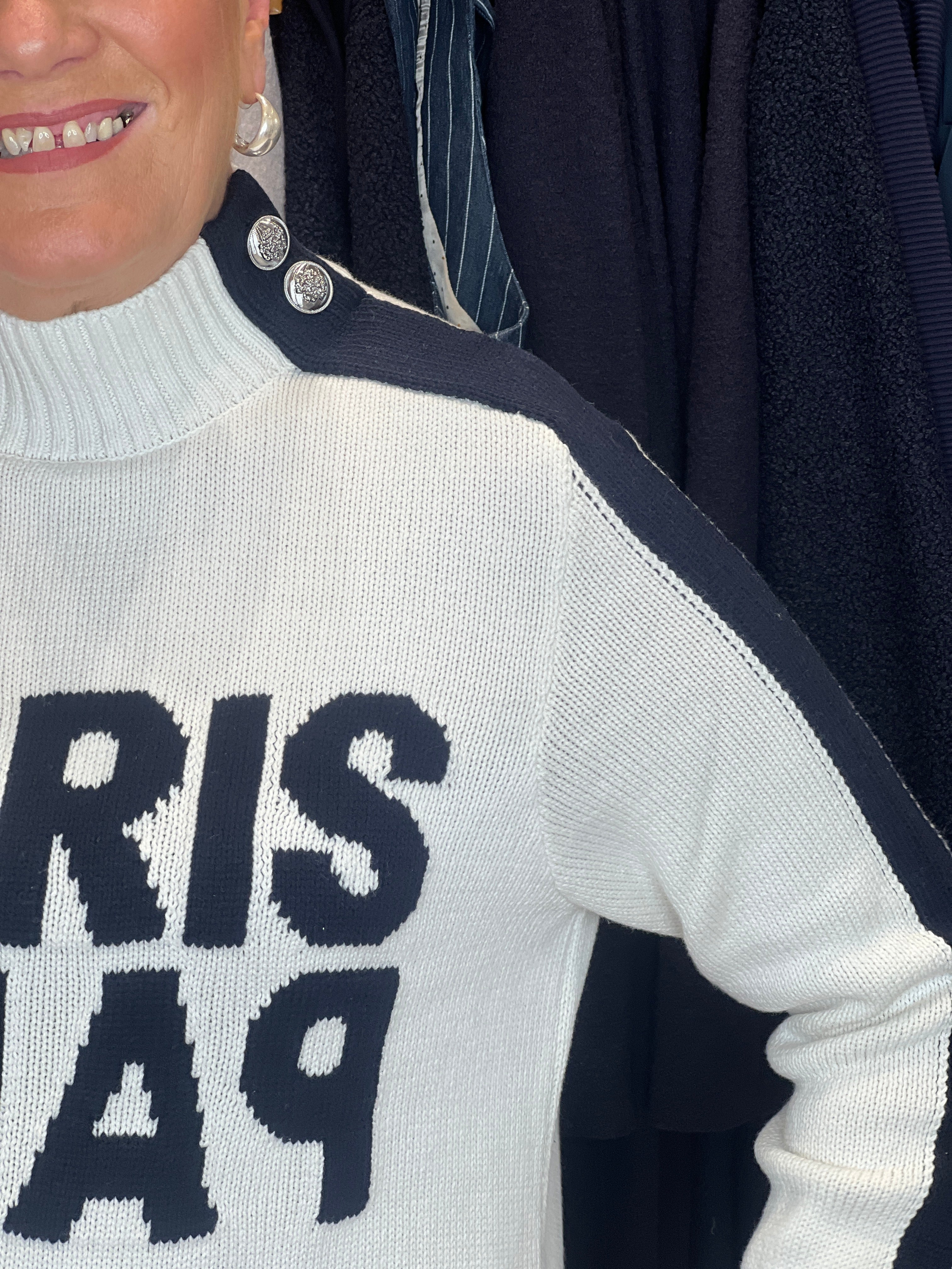 Monari Pullover With Writting In Off White