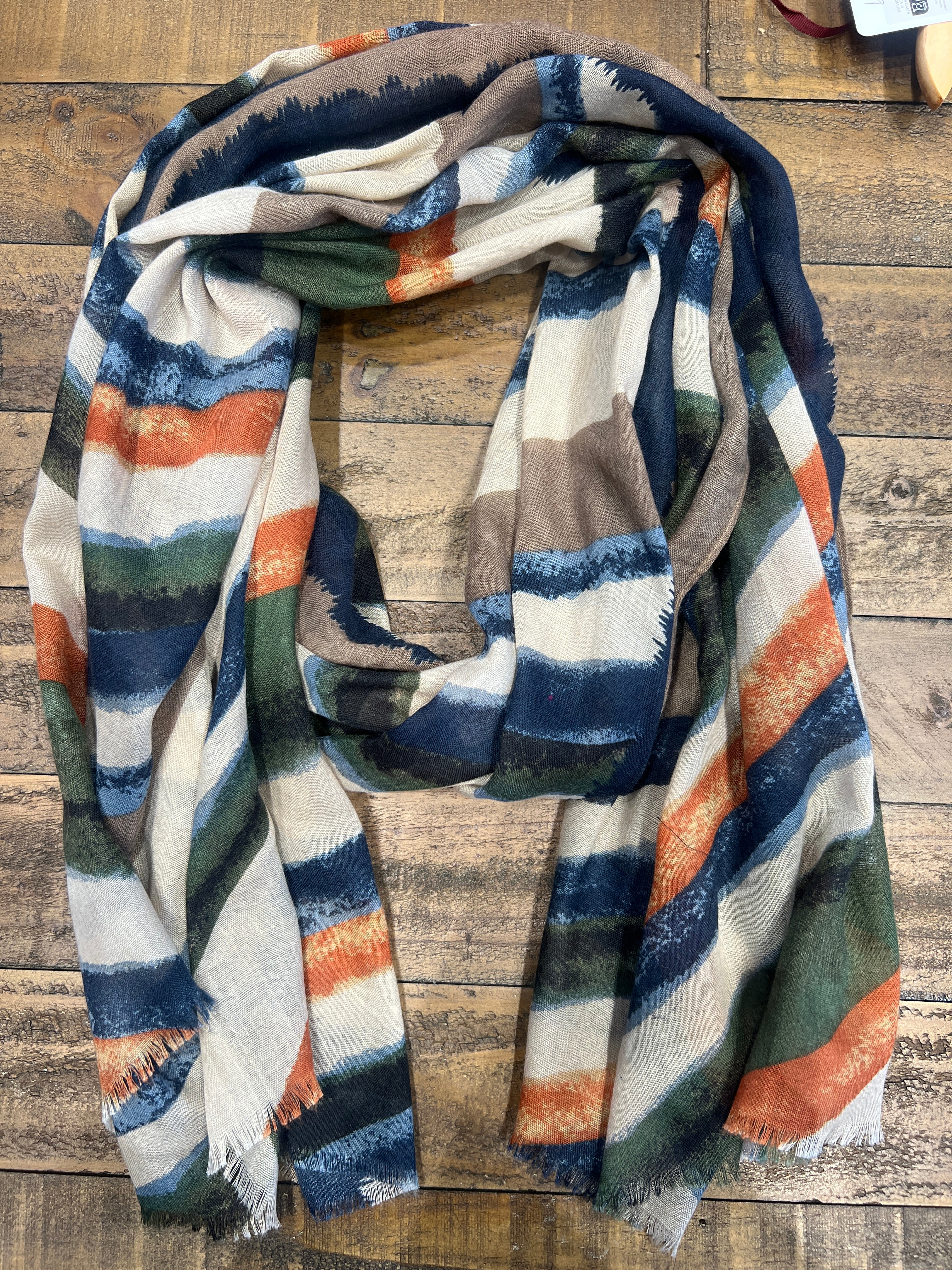 Amelia Striped Scarf In Taupe