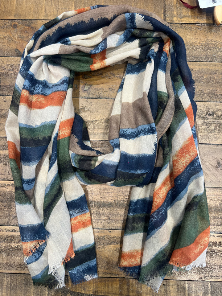 Amelia Striped Scarf In Taupe