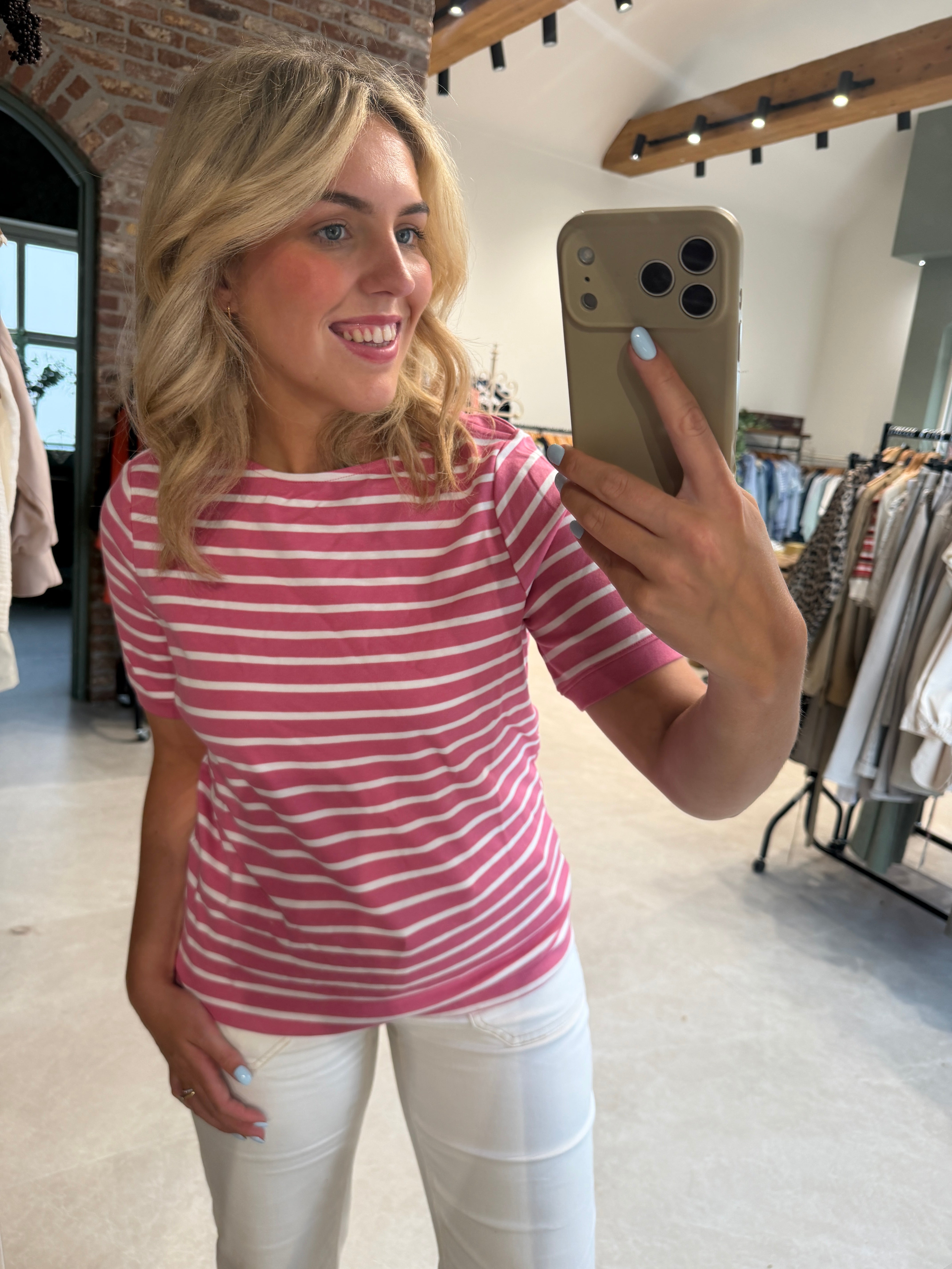 Street One boat neck Top in Blush Berry