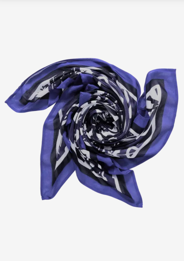 Street One Print Square Scarf In Deep Blue