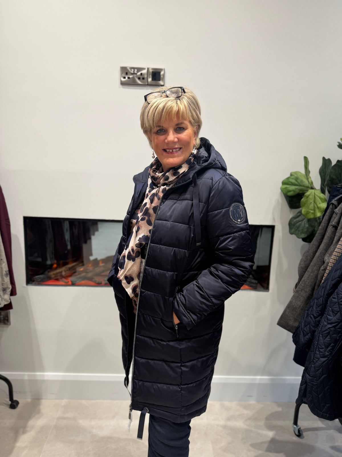Quilted coat in dark navy