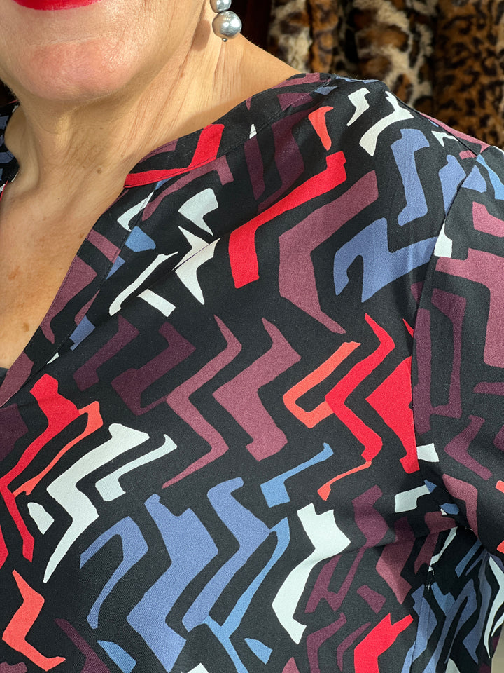 Cecil Geometric Blouse In Black Multi