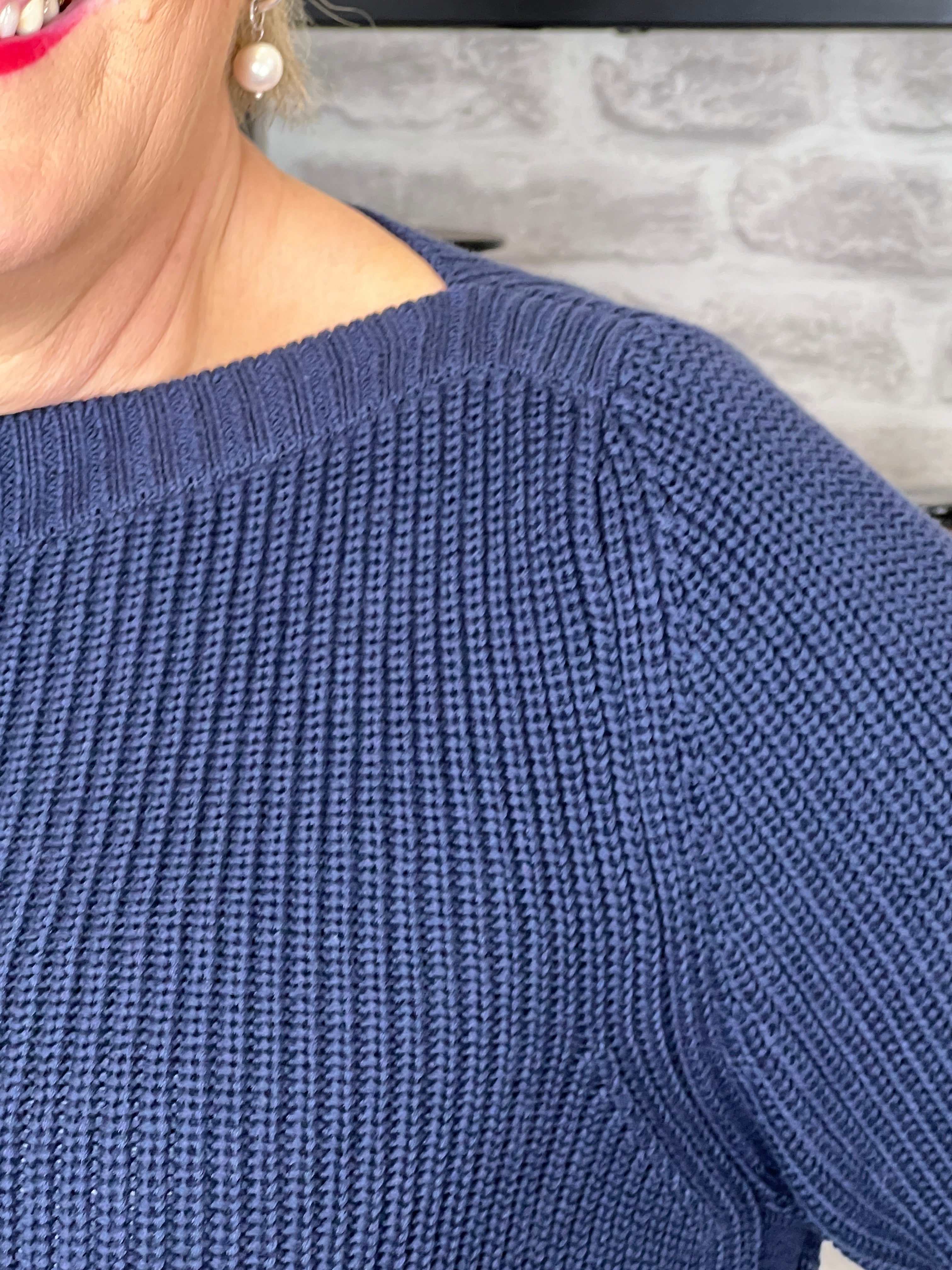 Oui Rib Pullover In Navy