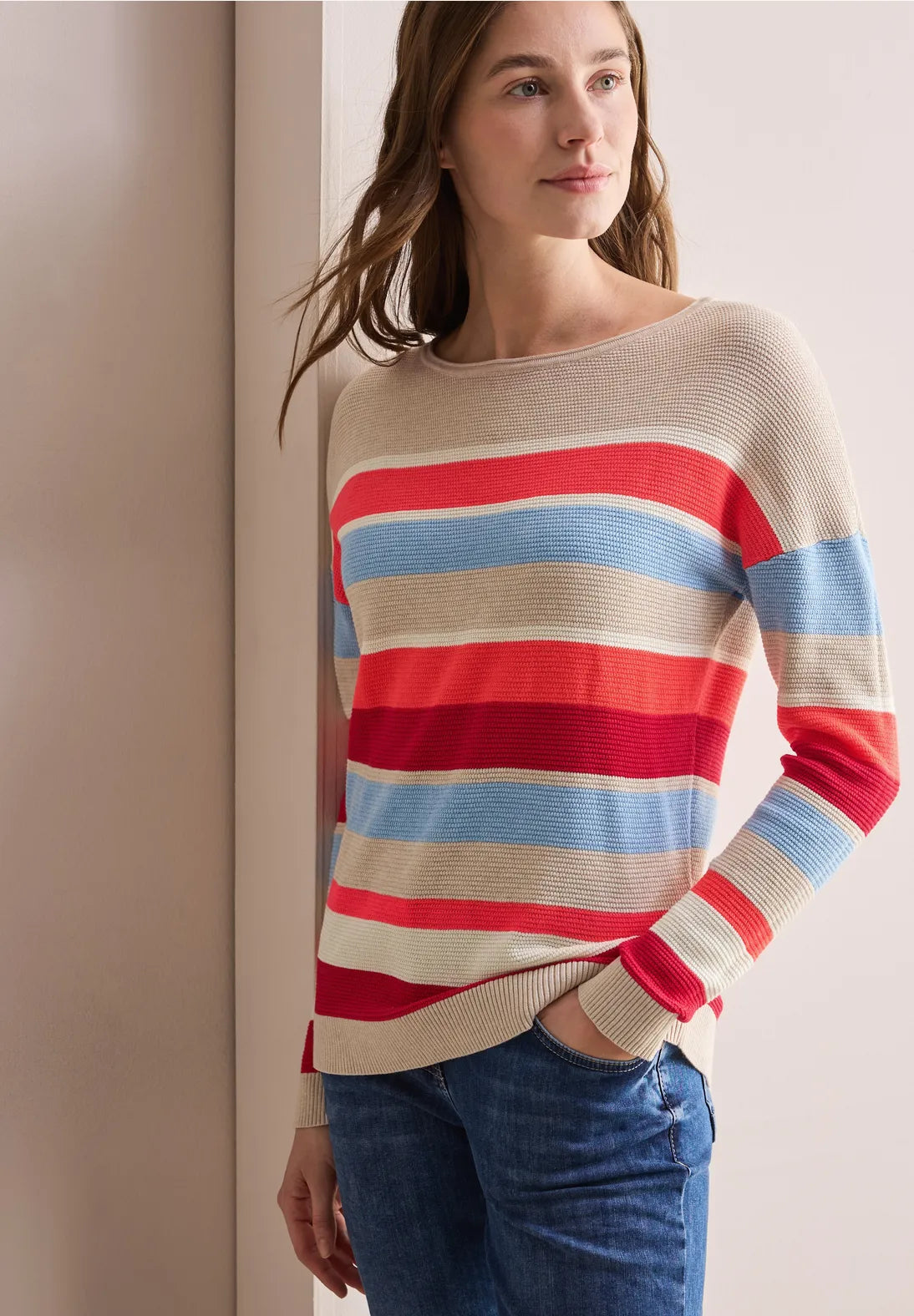 Cecil Striped Jumper In Desert Beige