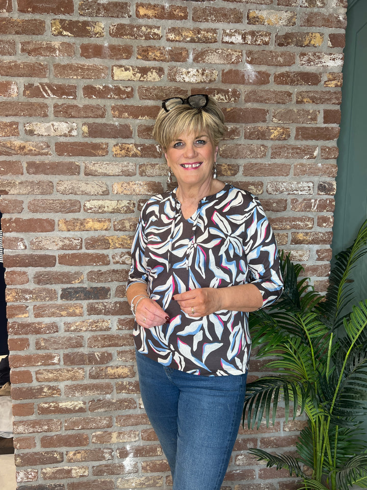 Cecil Multi Top With Tie In macchiato Brown