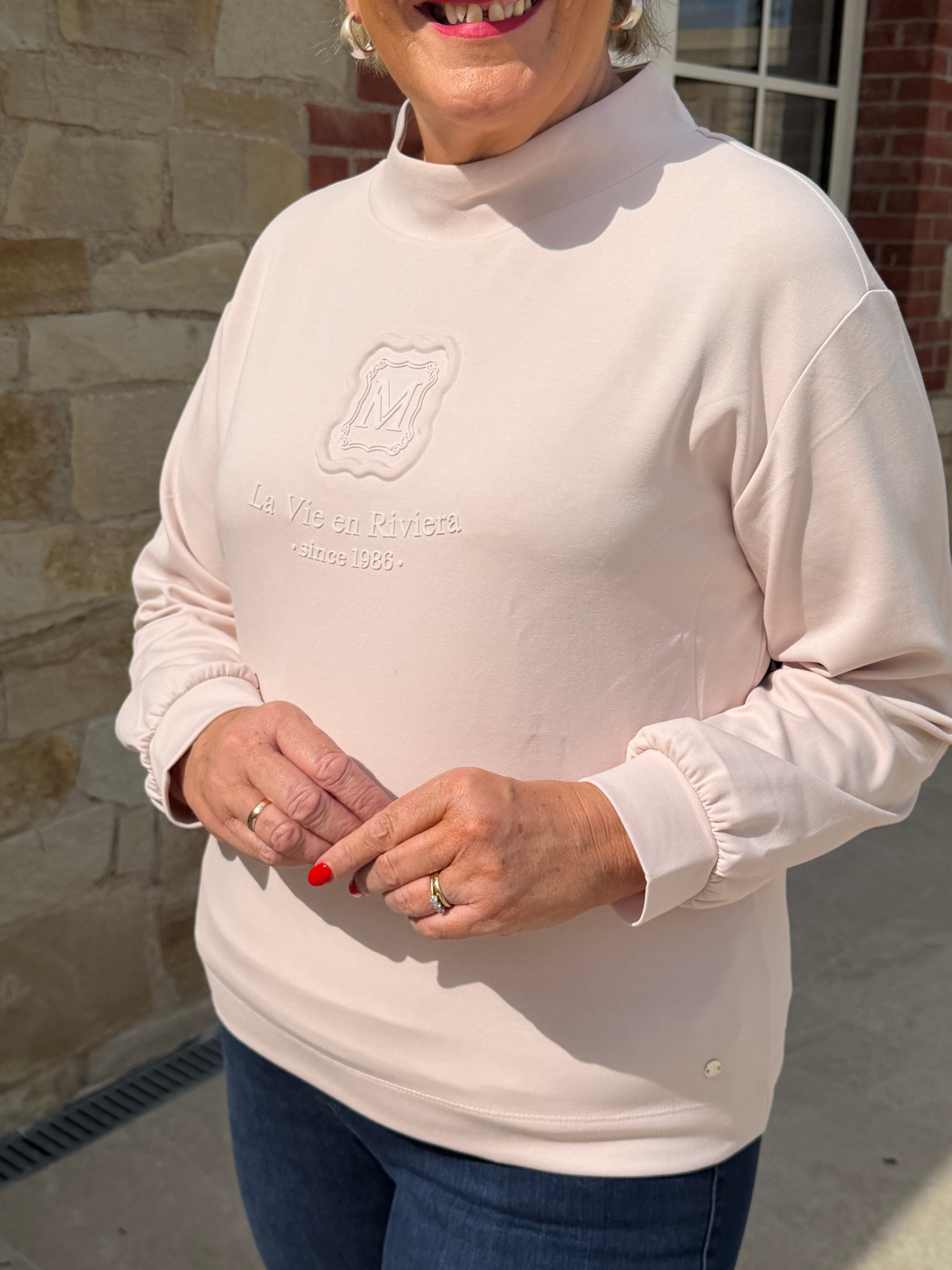 Monari Funnel Sweatshirt In Rosewater