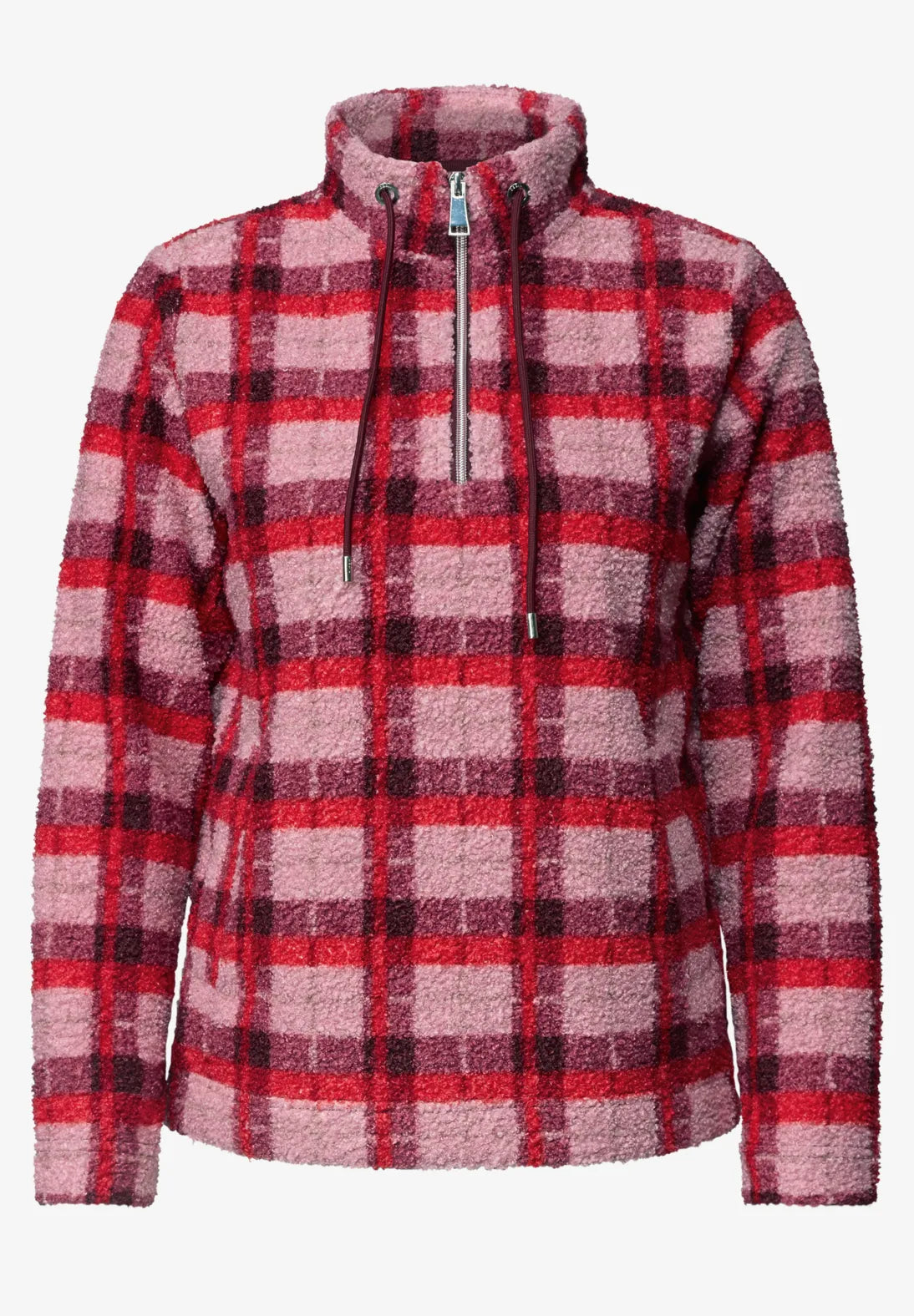 Teddy checked pullover in velvet rose