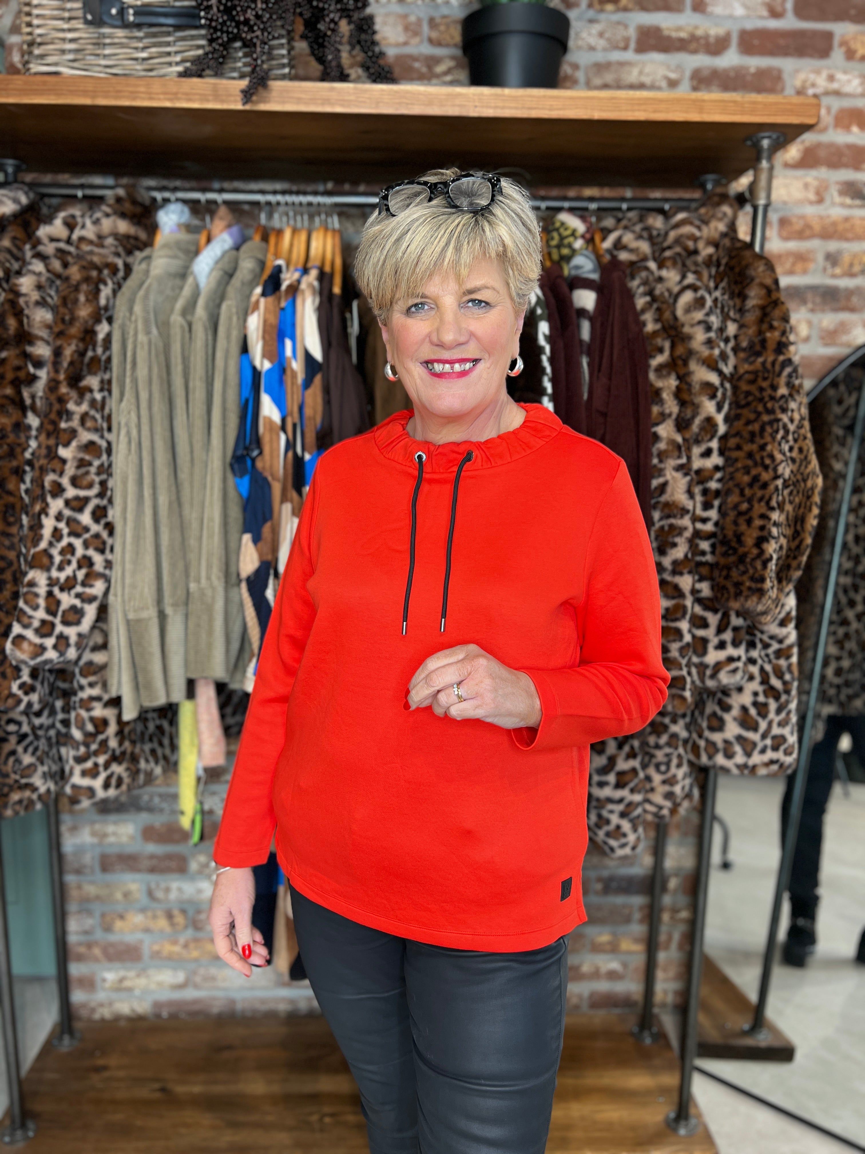 Cecil Funnel Neck sweatshirt In Pumpkin Orange