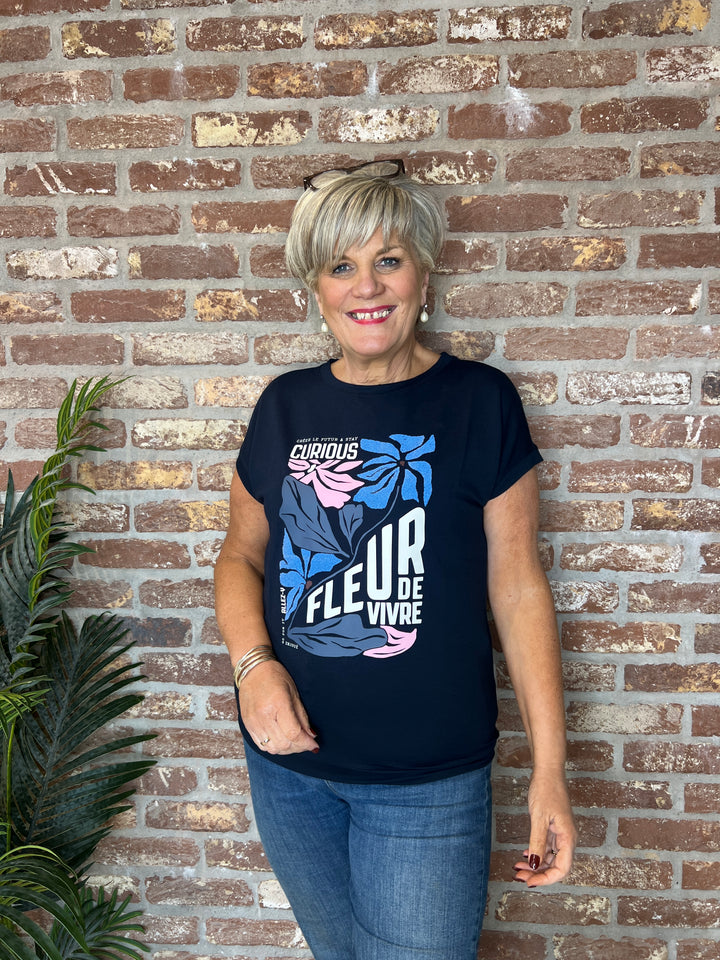 Cecil Fleur Printed t-shirt In universal Blue