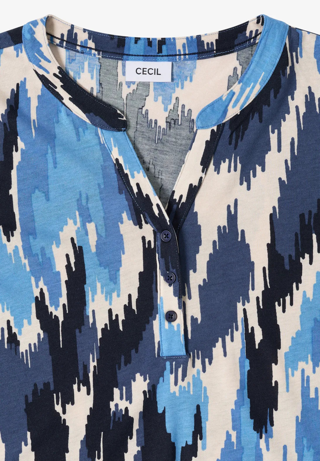 Cecil Split Neck Top In Cloud Blue