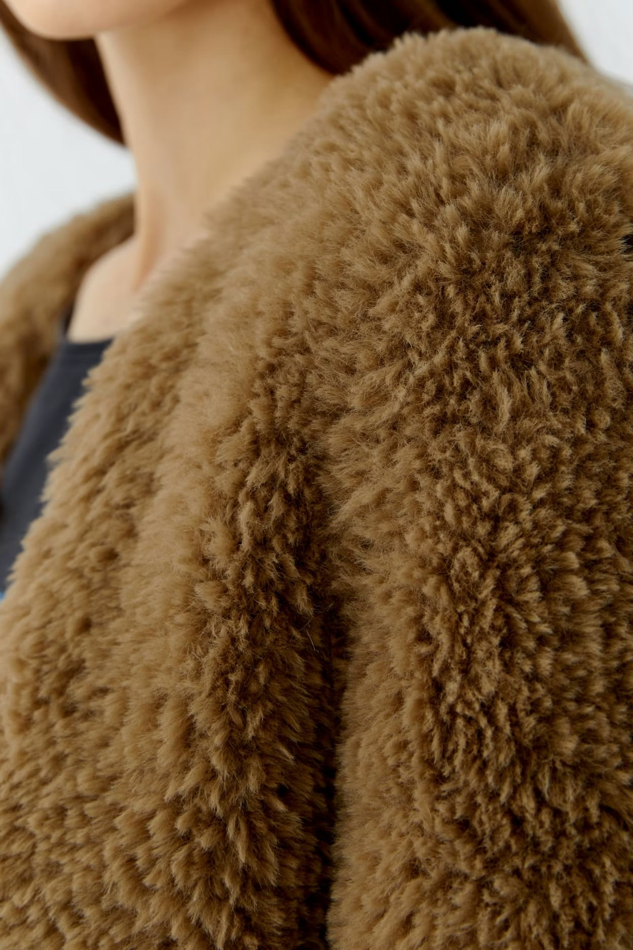 Oui Faux Fur Cardigan In Brown
