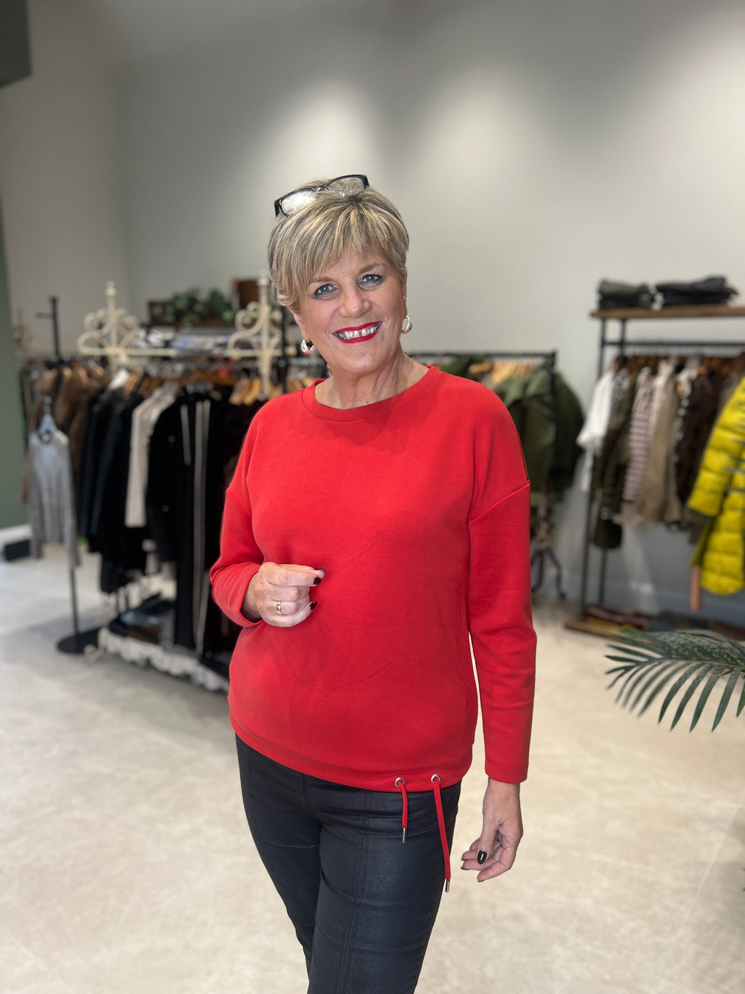 Street One Silk Look sweatshirt In Racing Red