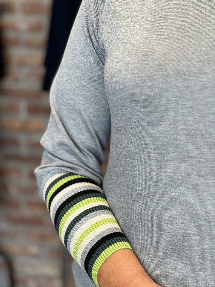 Culture Annemarie Stripe Pullover In Grey multi