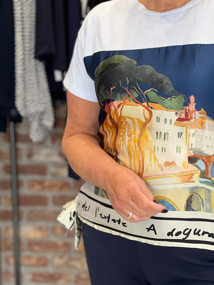 Deck By Decollage Scenic Patterned T-shirt In Navy