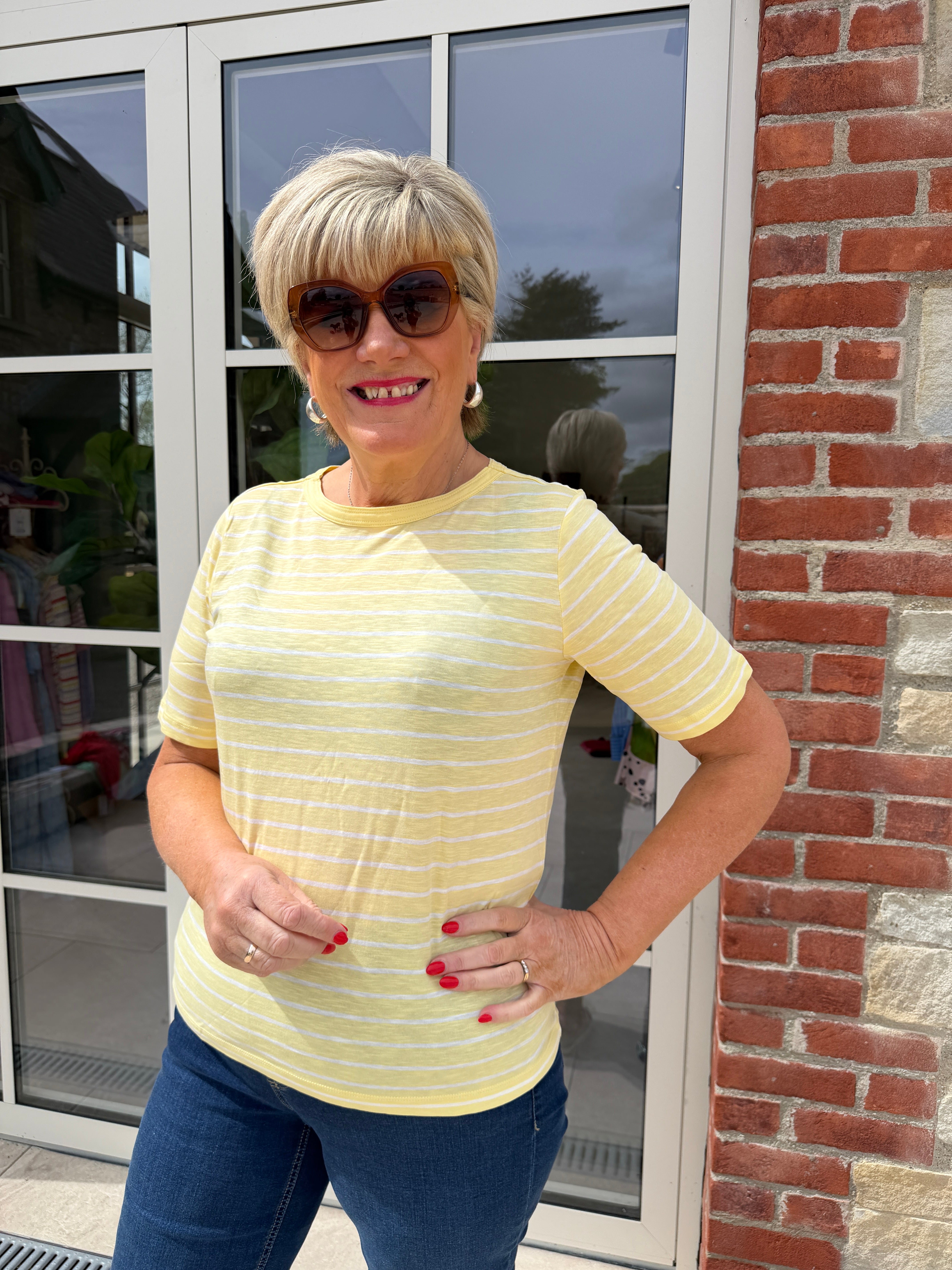 Cecil Striped T-shirt in buttermilk yellow