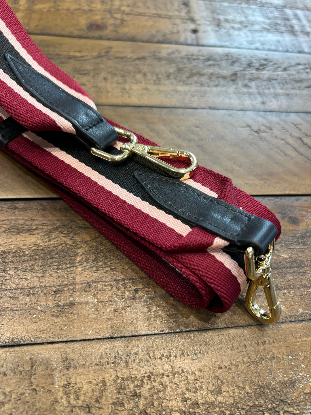Kerry Crossbody Strap In burgundy, pink & black
