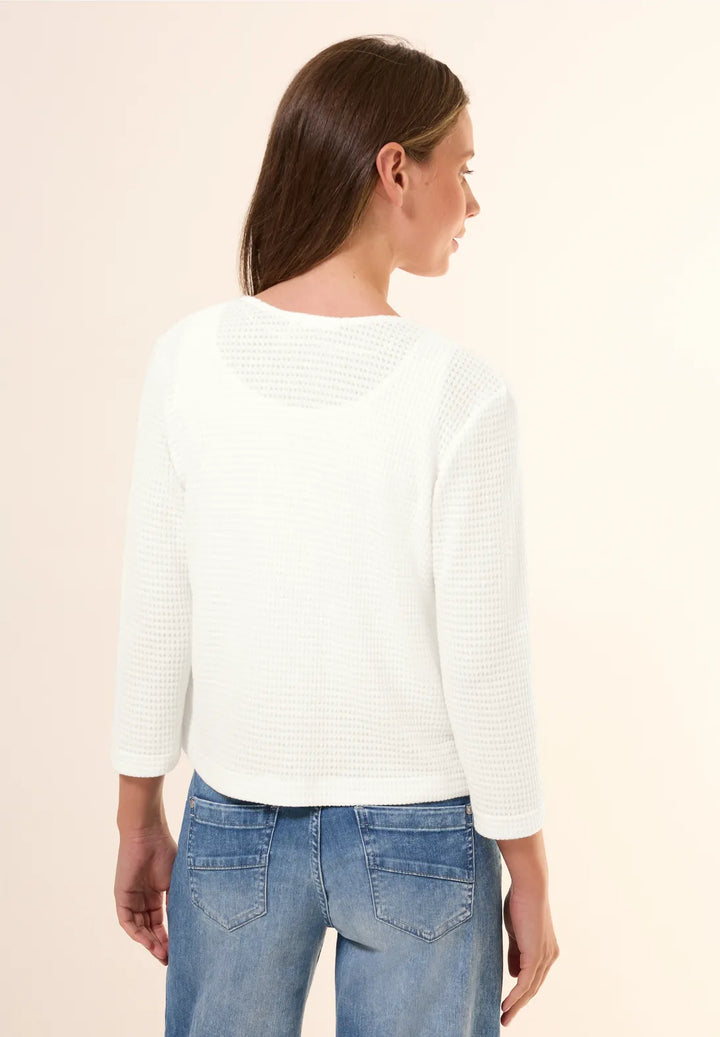 Cecil Ajour Look Cardigan In Vanilla White