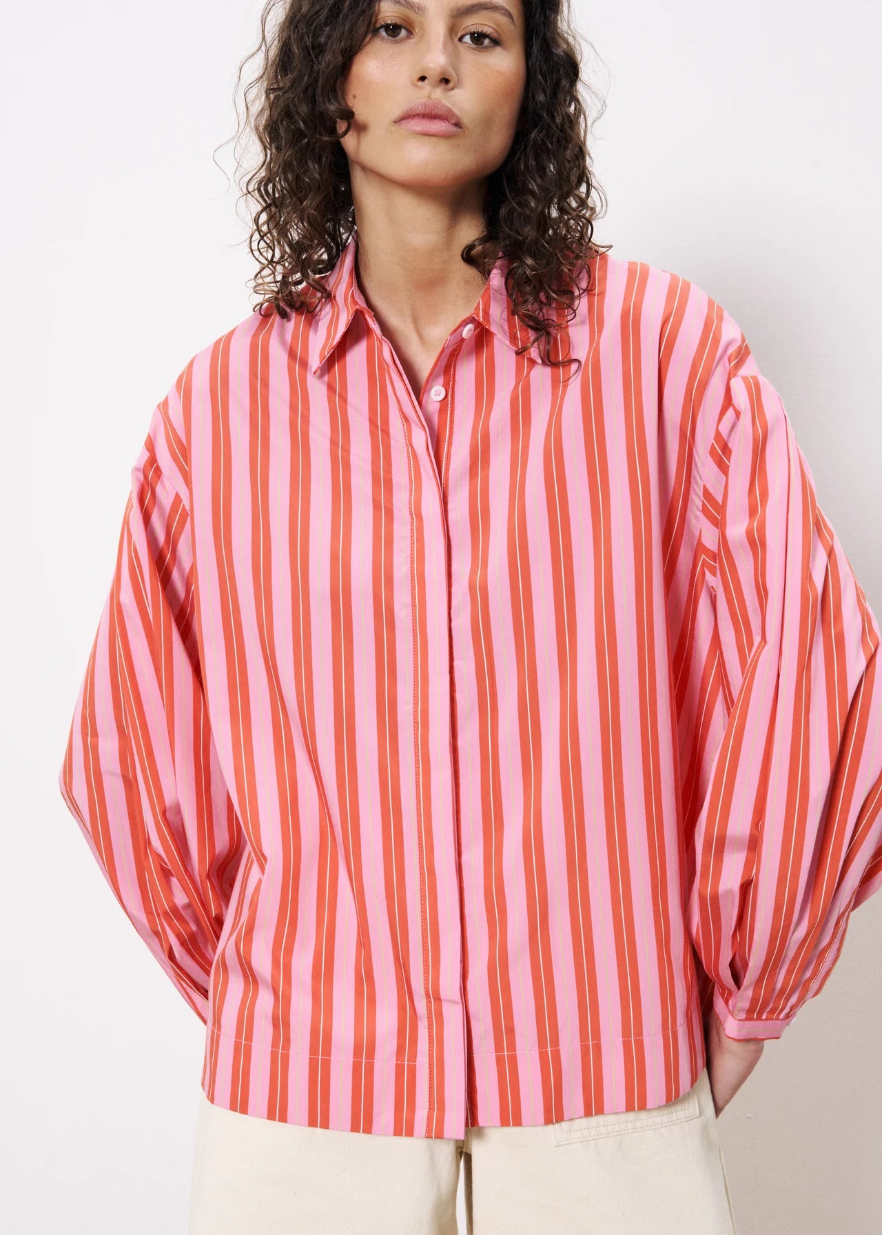 FRNCH Catherine Striped Shirt In Rose Multi