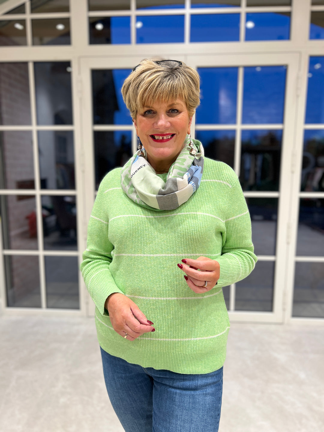 Cecil Print Loop With Sparkle In Universal Blue