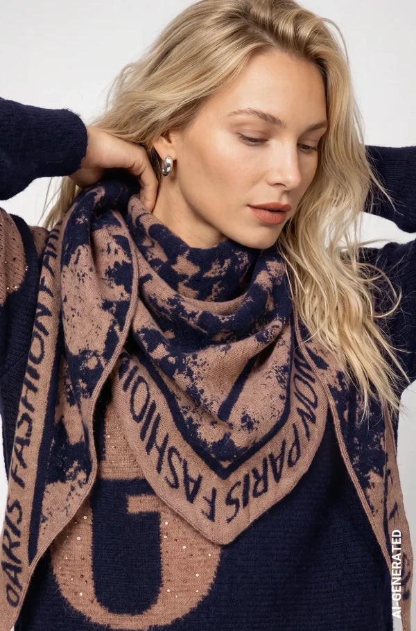 Jacquard scarf in tiramisu pattern