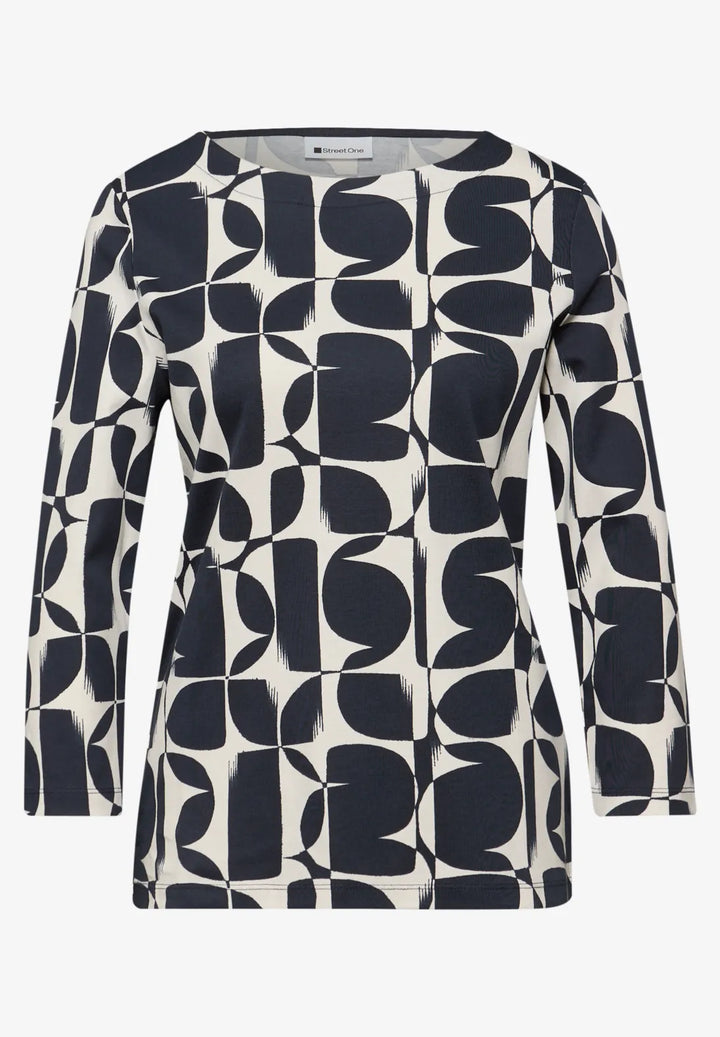 Street One Patterned Top In Shadowed Navy
