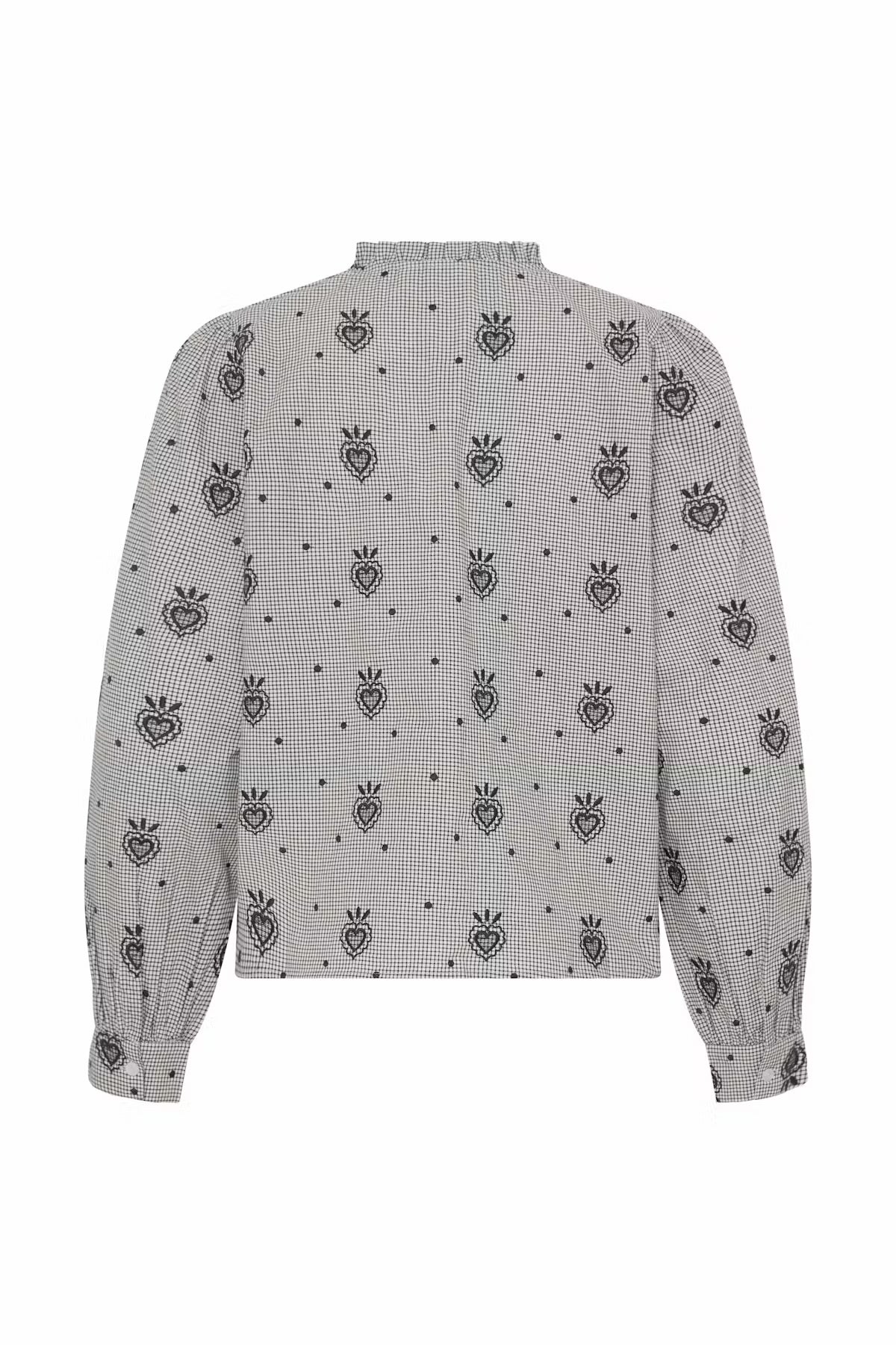 Embroidery checked shirt in dark navy multi