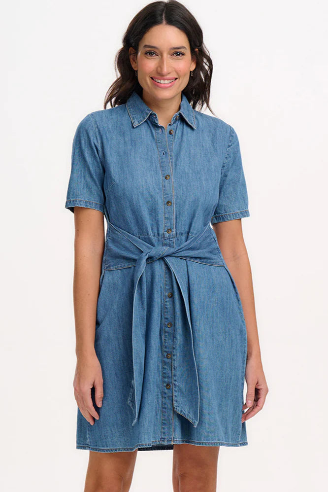 Sugarhill Brighton Talitha Mini Shirt Dress In Mid Denim