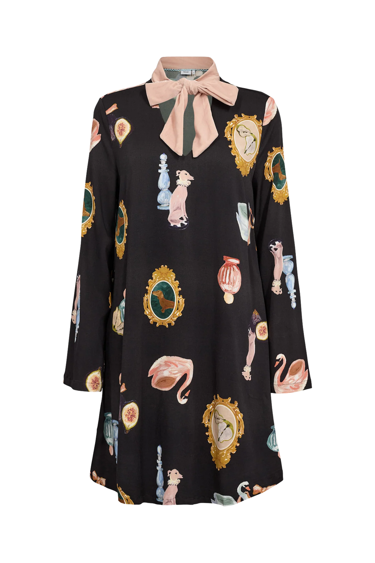 Nuofelia Short patterned dress in black