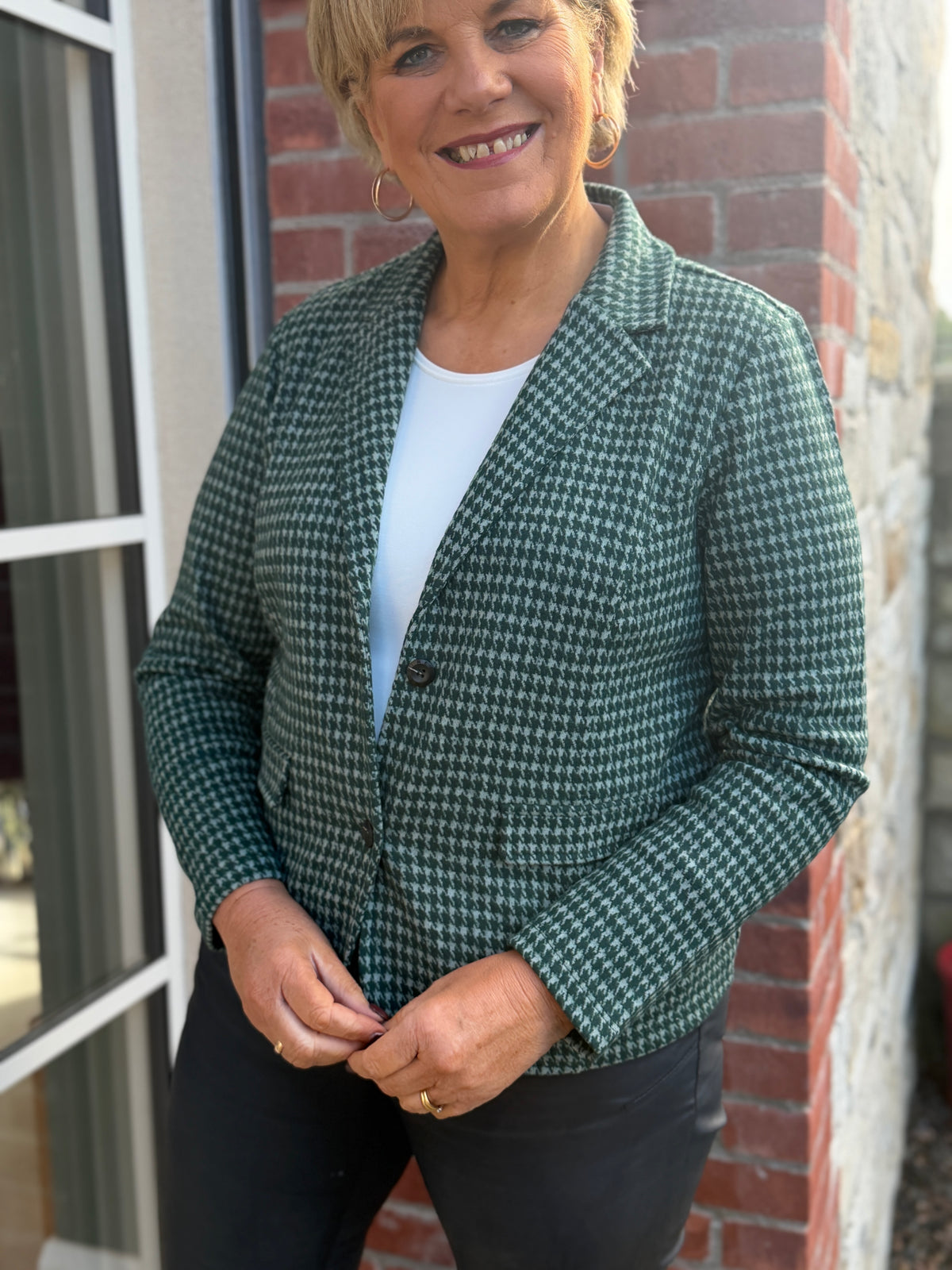 Checked blazer in stormy green