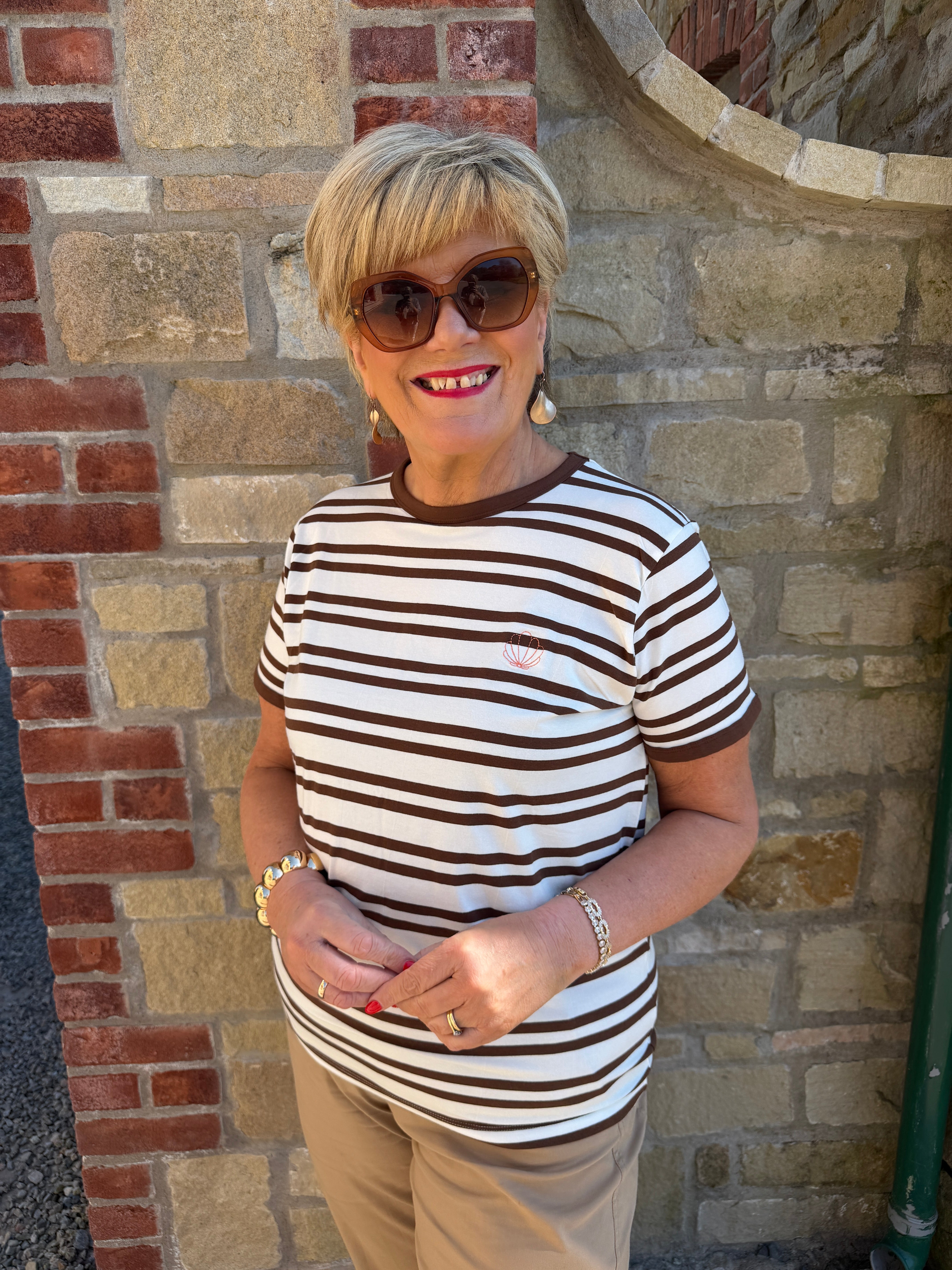 Saint Tropez striped t-shirt in fondue Fudge