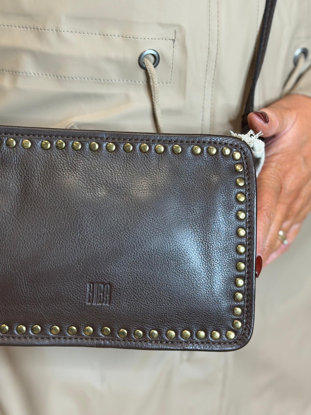 BIBA leather Rockwall Crossbody Bag In Dark Brown