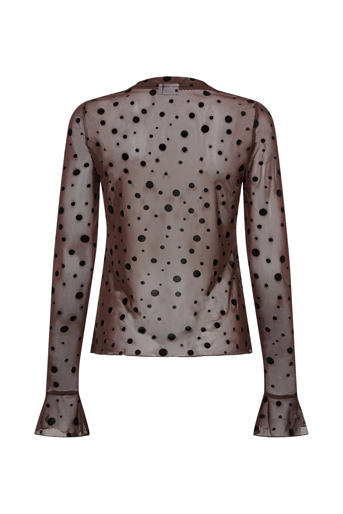Nuevita spot mesh top in chocolate plum