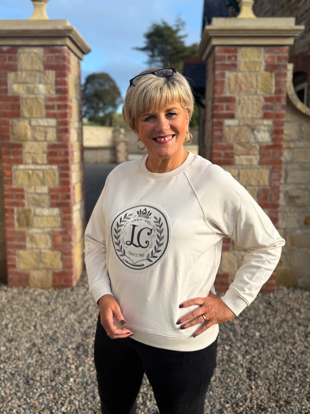Sweatshirt with LC motif in Ecru