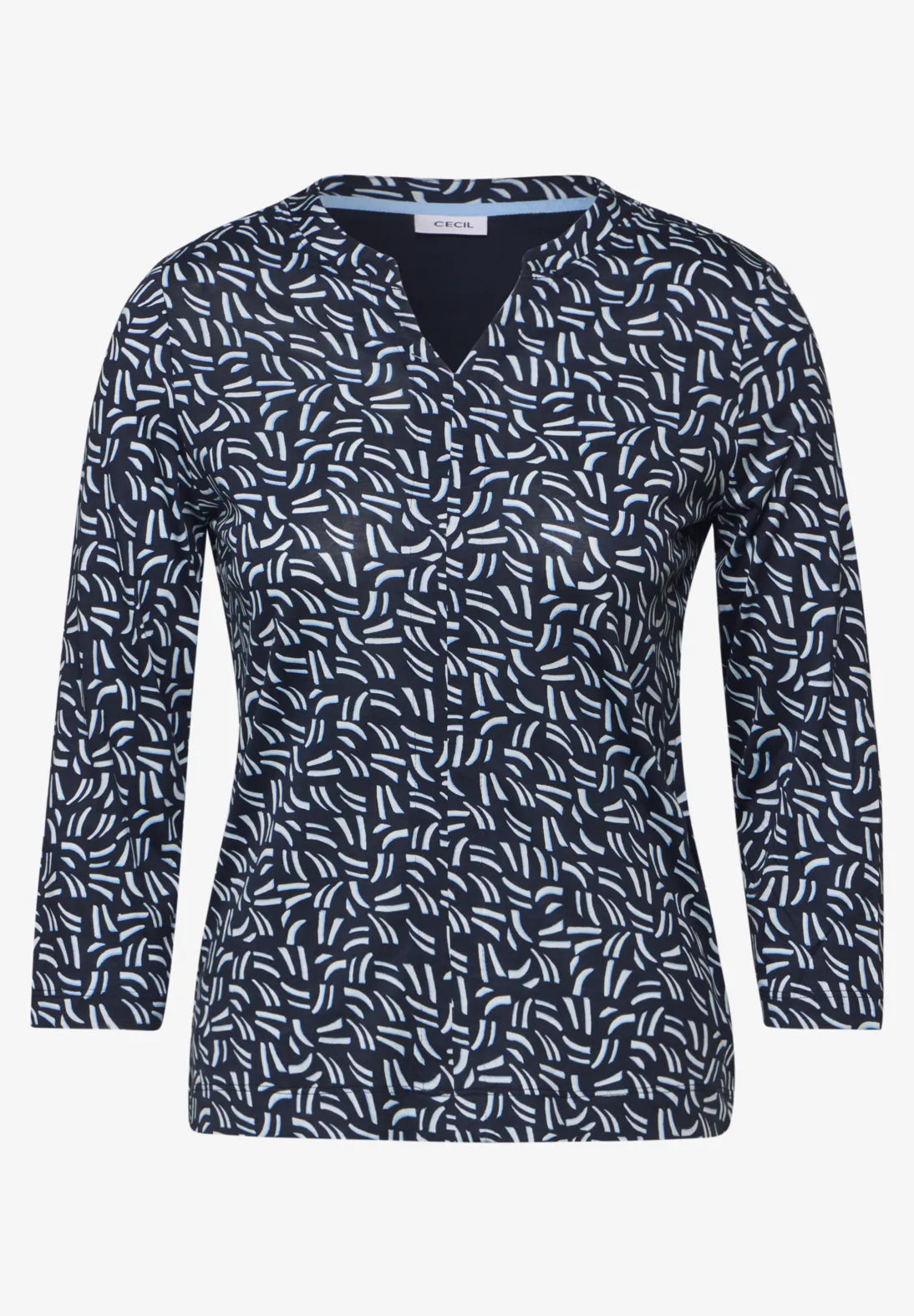 Cecil Slashed Print Top In Universal Blue