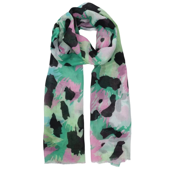 Polly Splashes Print Scarf In Green