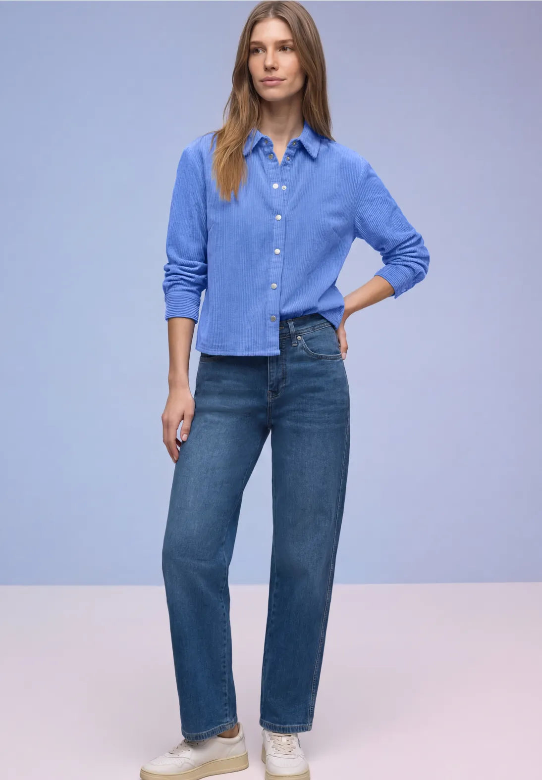 Street One Corduroy Jacket In Bonnet Blue