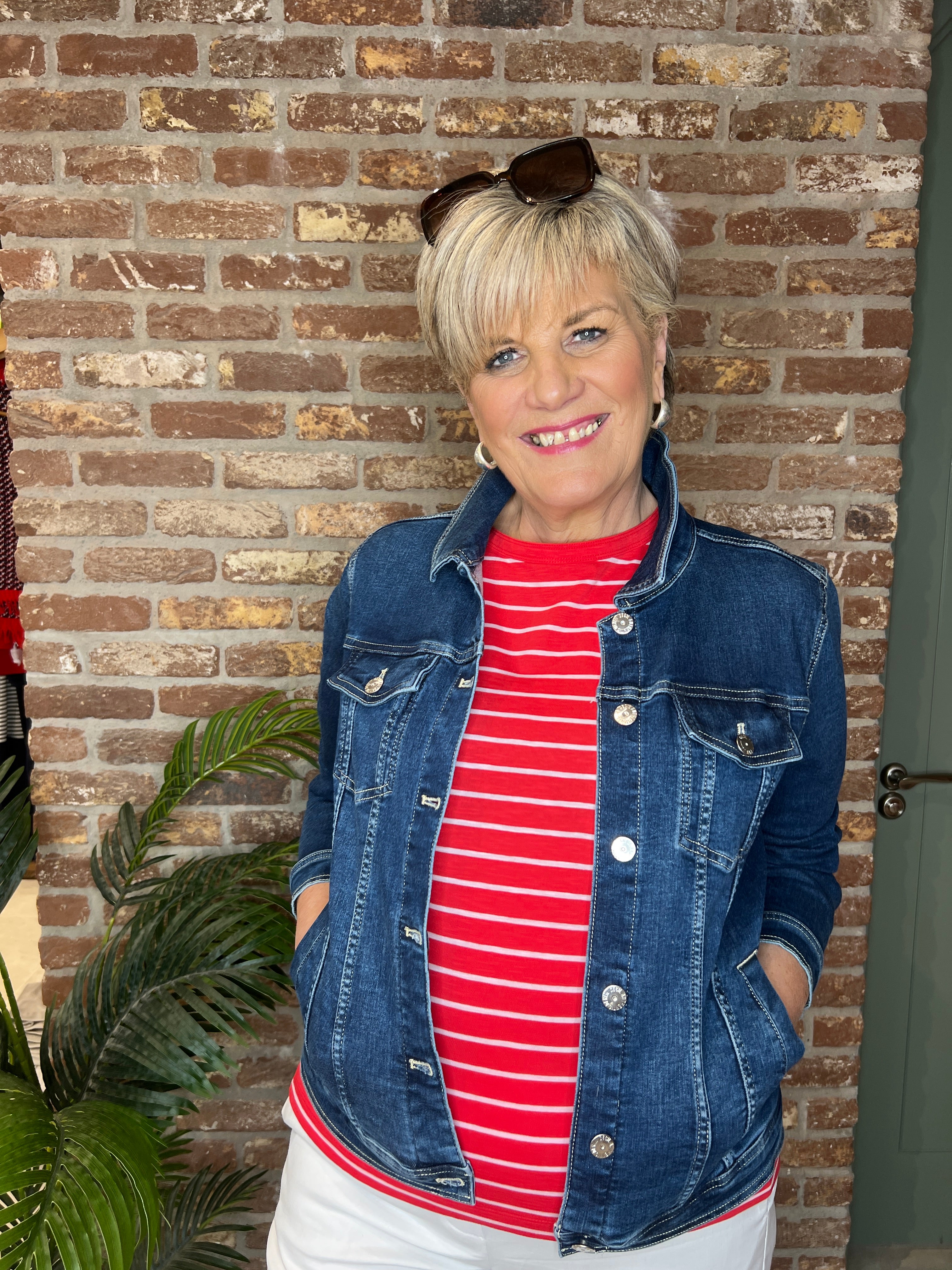 Cecil Denim Jacket In Mid Blue Wash