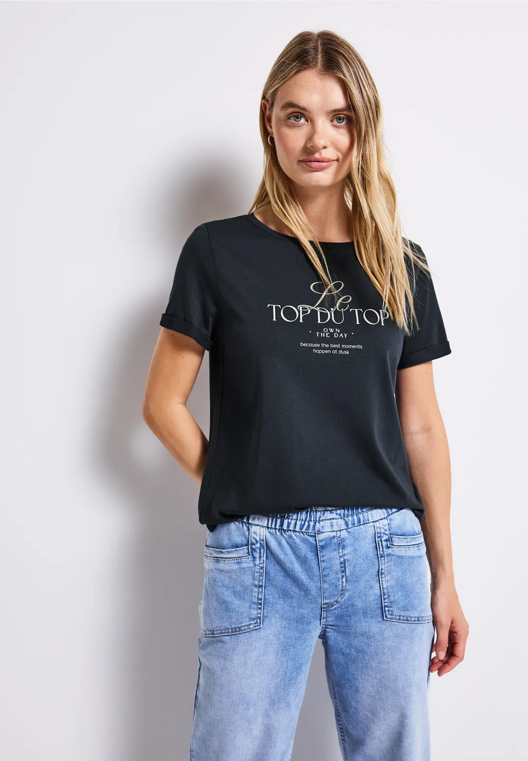 Street One Wording T-shirt In Deepwater Blue