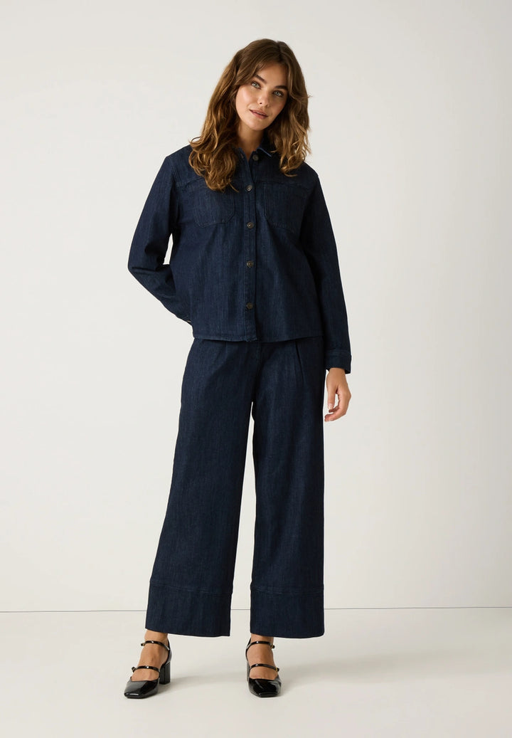 More & More Denim Shirt In Dark Denim Blue