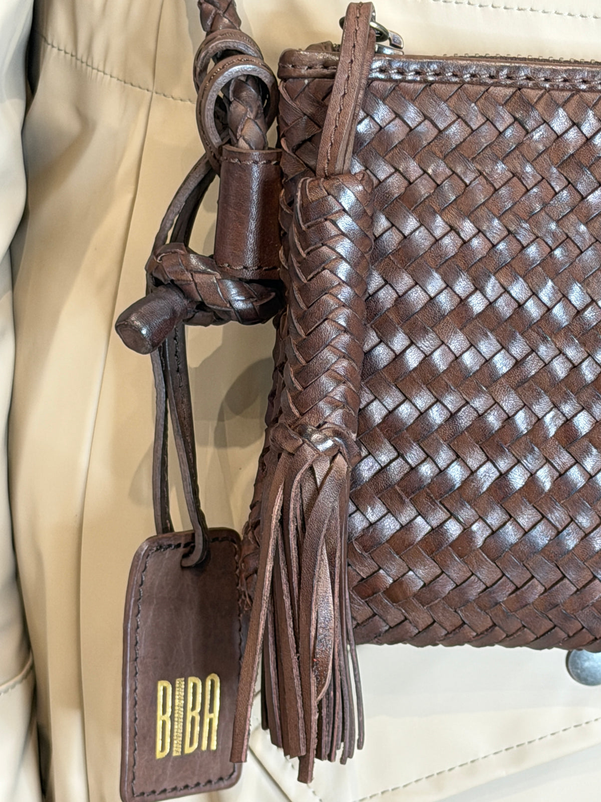 BIBA leather perkins cross body nag in dark brown