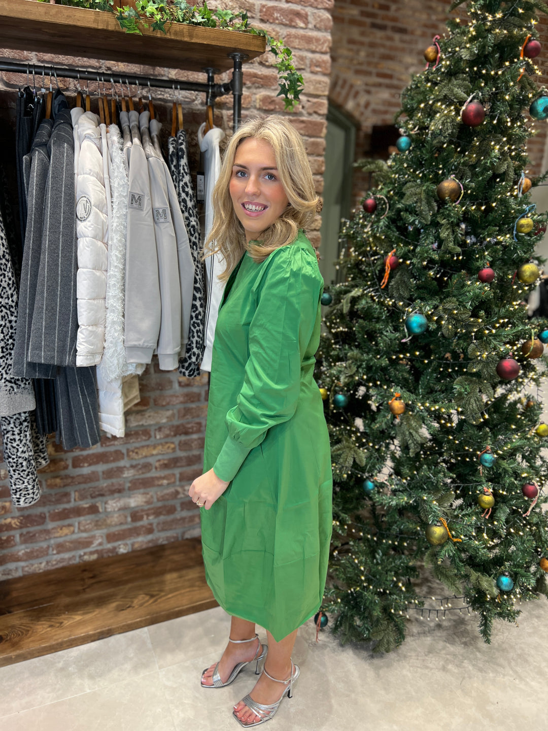 Culture Cuantoinett Rib Dress In Mint Green