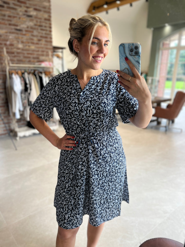 Cecil Patterned Dress In Urban Dark Blue