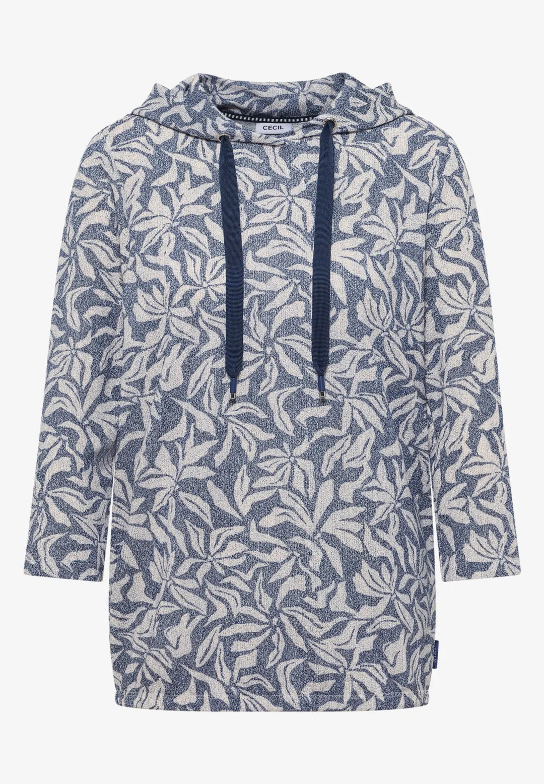 Cecil floral print hoodie In sporty denim