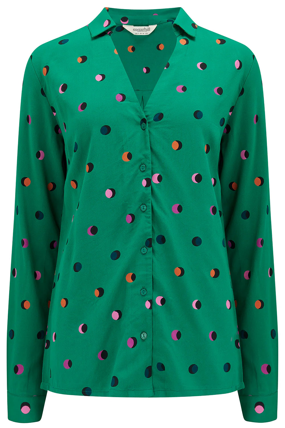 Sugarhill Brighton Bretta Polka Shirt In Green Multi