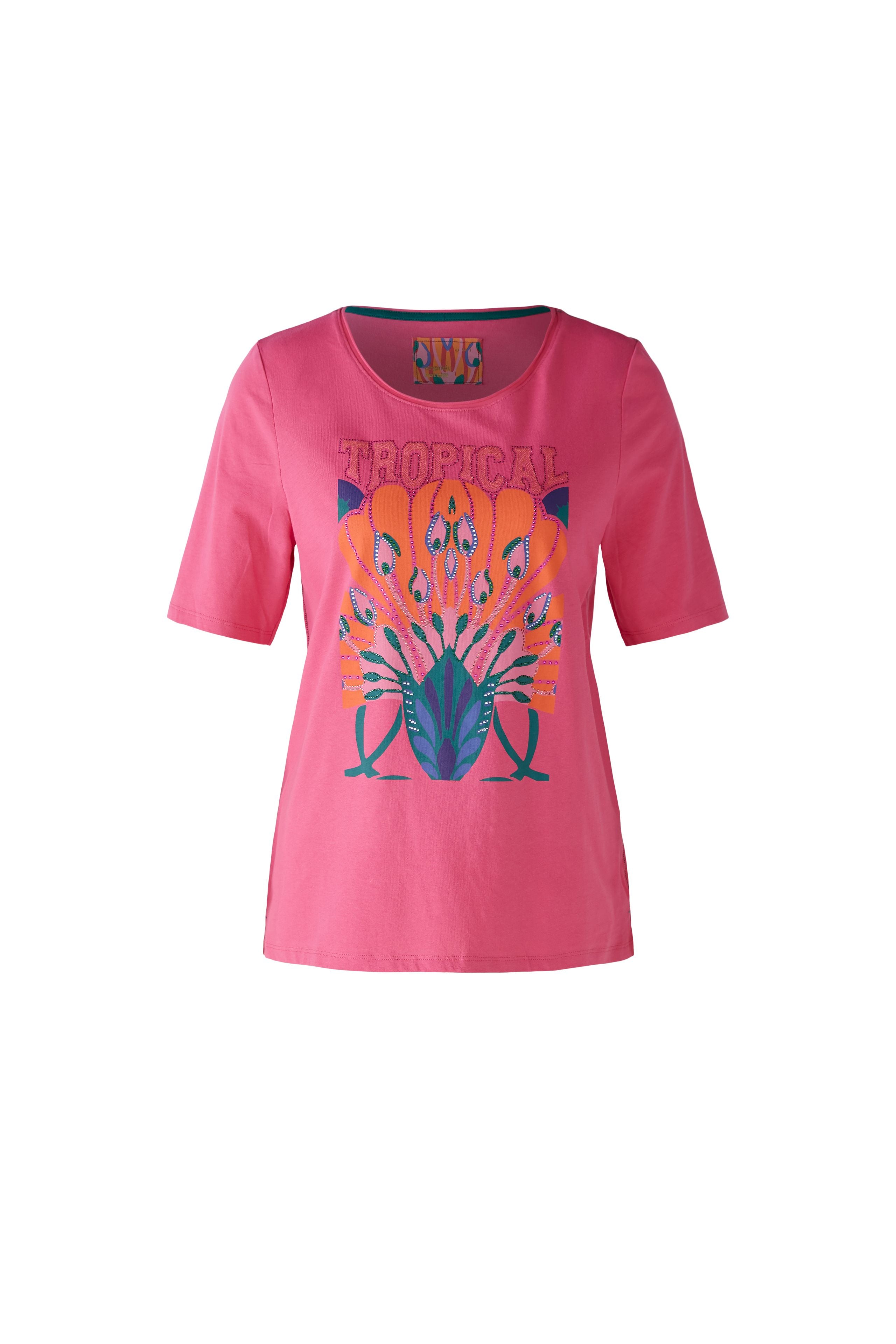 Oui Tropical Pink T-shirt In Pink Multi
