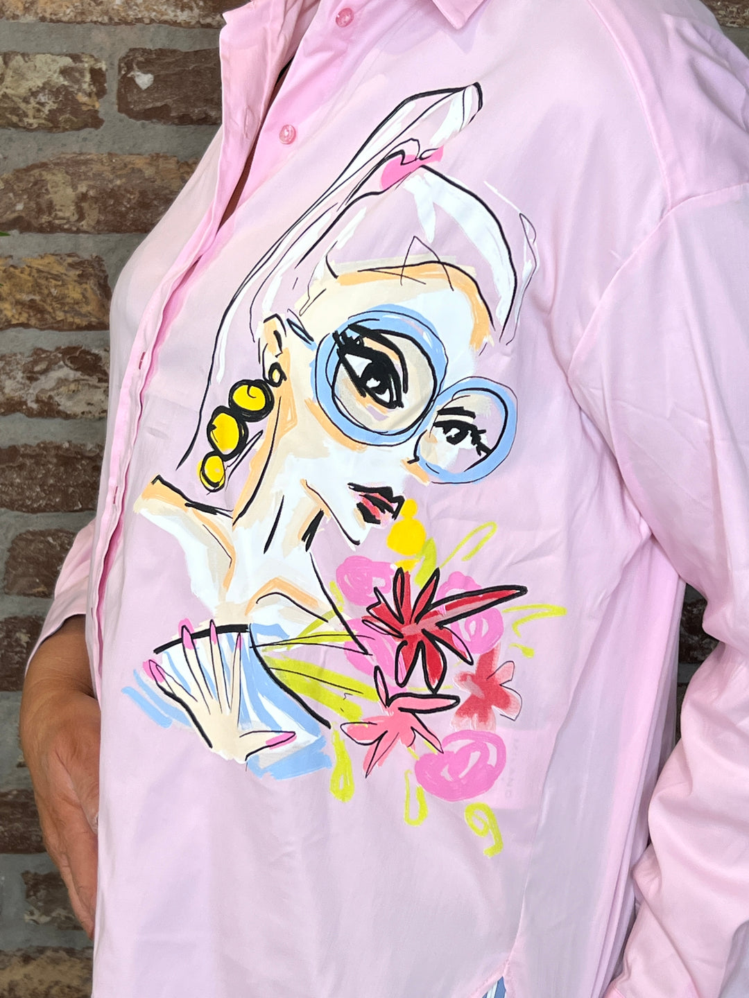 Milano Italy Oversized Shirt In rose multi