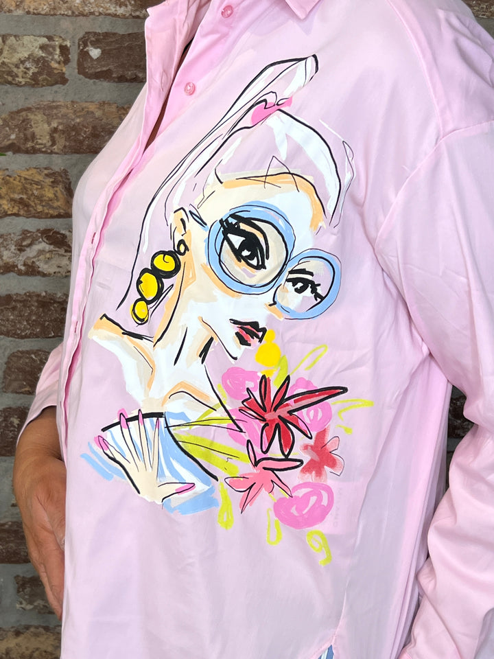 Milano Italy Oversized Shirt In rose multi