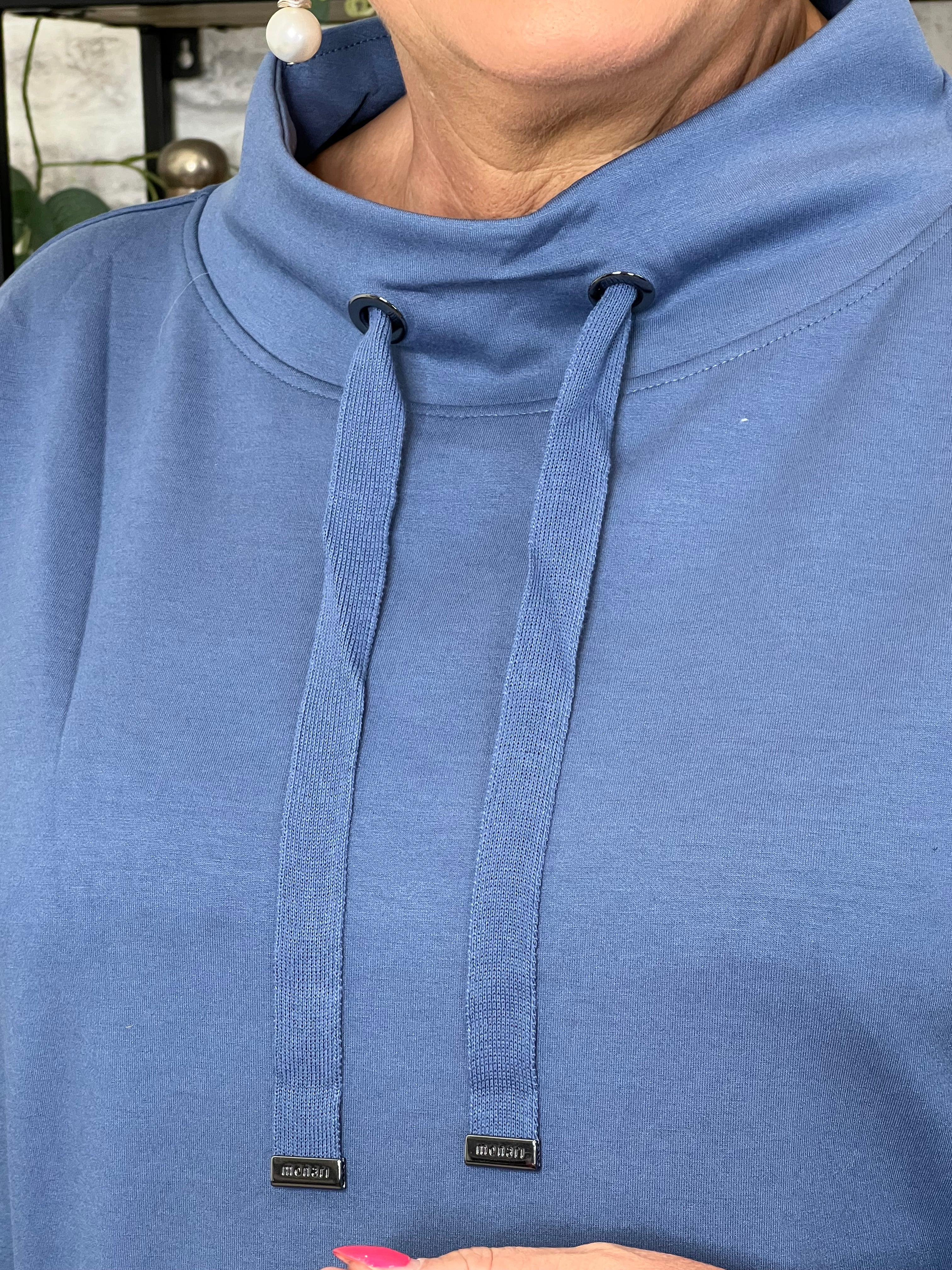 Monari Sweatshirt With Stand Up Collar In Moonlight Blue